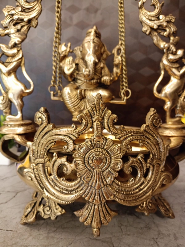 Brass Swing Ganesha Uruli Idol