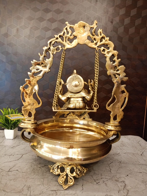 Brass Swing Ganesha Uruli Idol