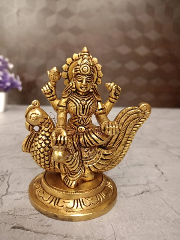 Brass Gayathri Devi Sitting On Annam Idol 