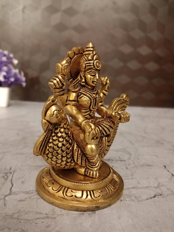 Brass Gayathri Devi Sitting On Annam Idol 
