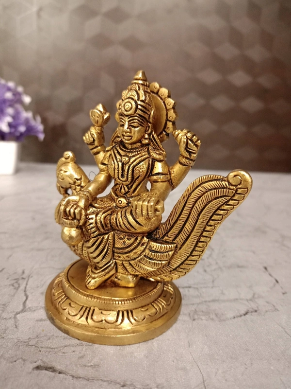 Brass Gayathri Devi Sitting On Annam Idol 