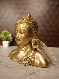Brass Plain Semi Buddha Idol / Golden Finish 