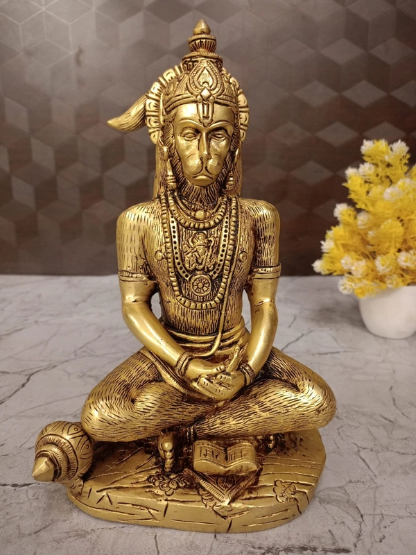 Brass Meditating Hanuman Statue 