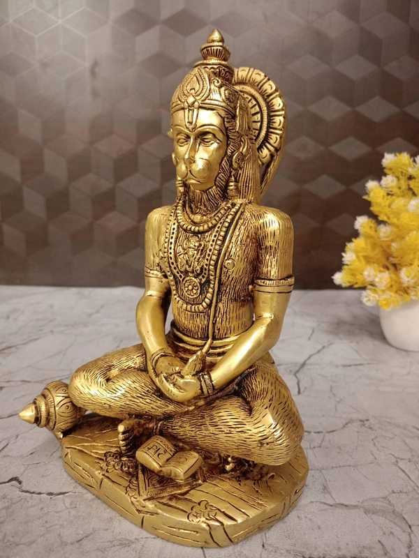 Brass Meditating Hanuman Statue 