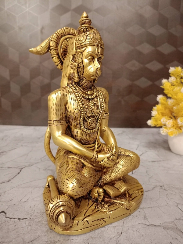 Brass Meditating Hanuman Statue 