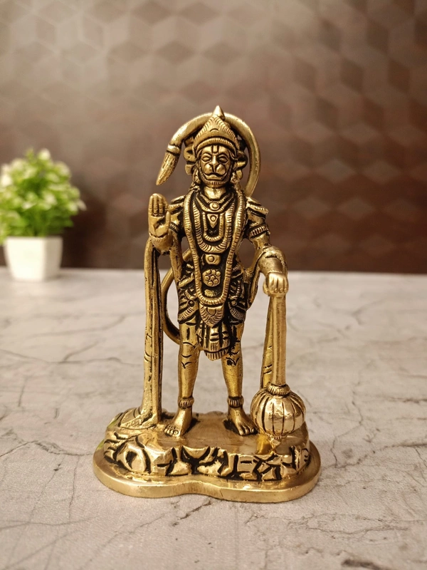 Brass Hanuman Blessing Idol 