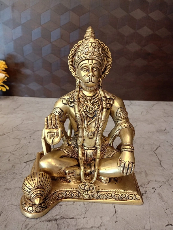 Buy Brass Hanuman Idol Sitting On Square Base