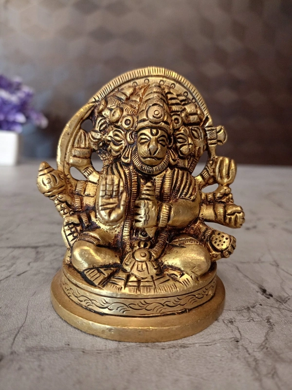 Brass Five Face Hanuman Idol 