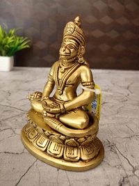 Brass Hanuman Idol Sitting On Oval Base