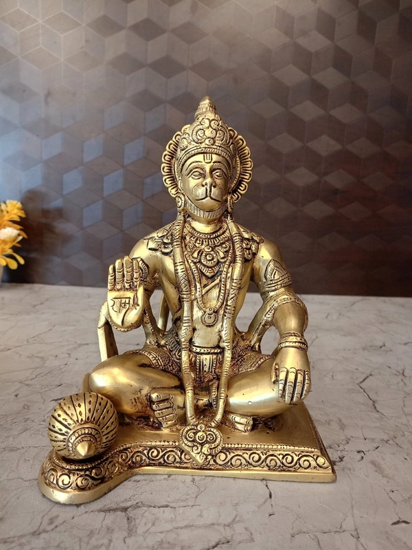 Buy Brass Hanuman Idol Sitting On Square Base