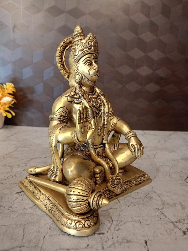 Buy Brass Hanuman Idol Sitting On Square Base