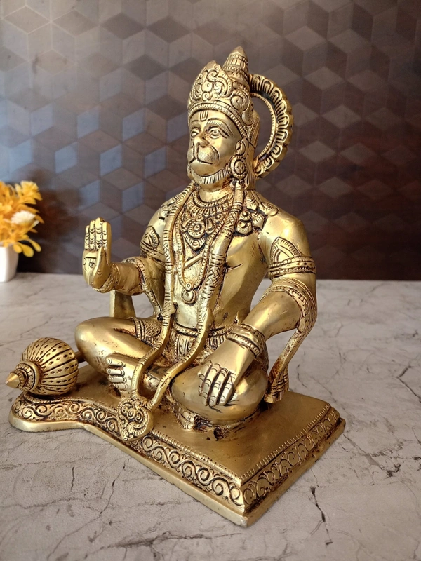 Buy Brass Hanuman Idol Sitting On Square Base