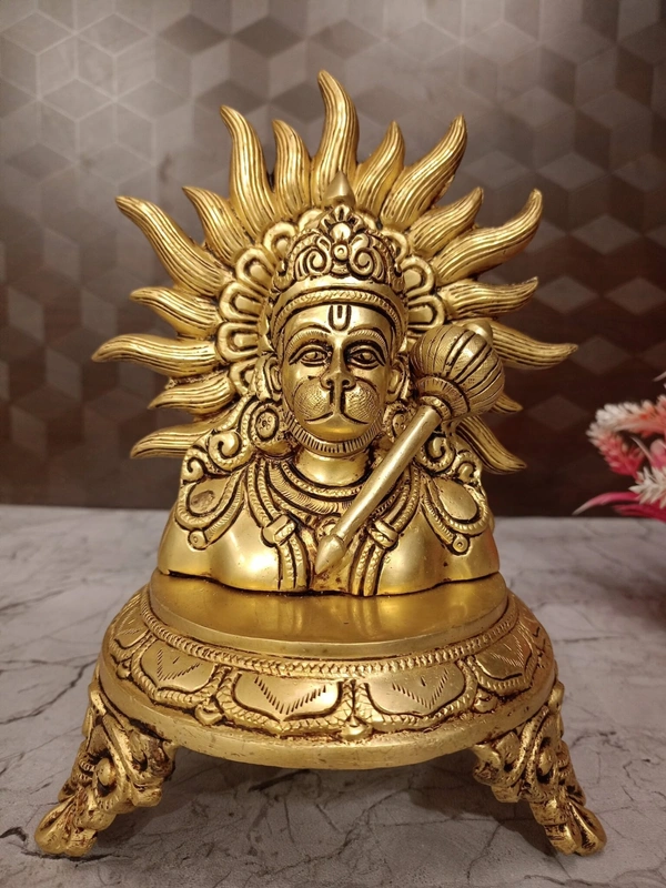 Brass Hanuman Face on Base Idol