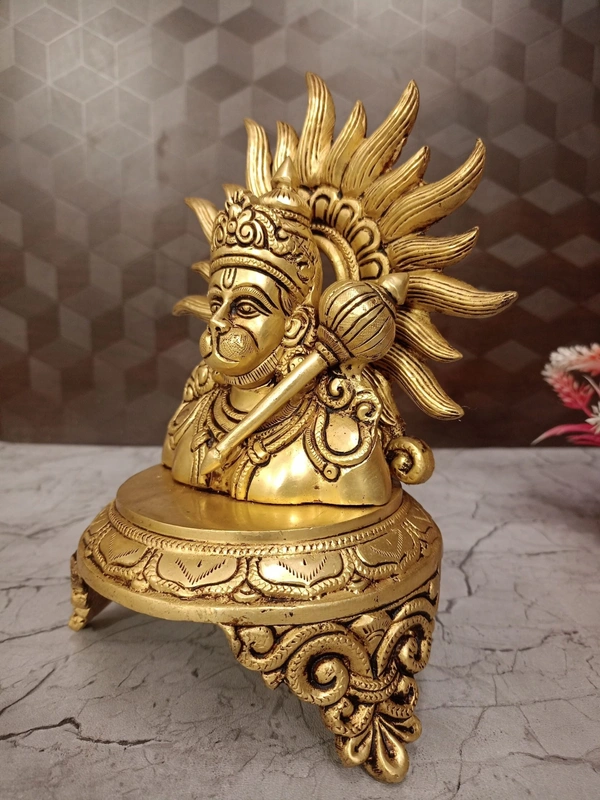 Brass Hanuman Face on Base Idol