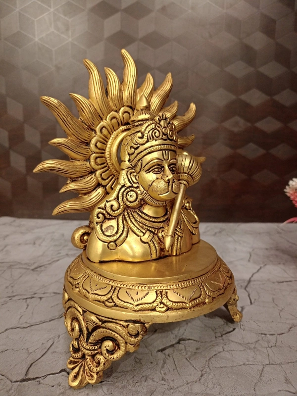 Brass Hanuman Face on Base Idol