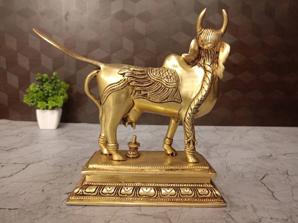 Buy Brass superfine Kamadenu Statue , Handicraft & Golden Antique Finish