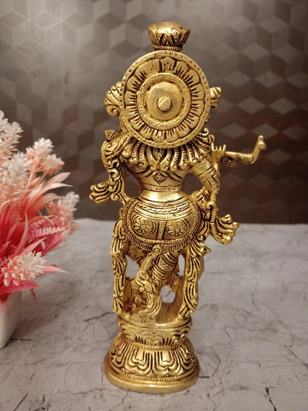 Brass Well Designed Krishna Idol 