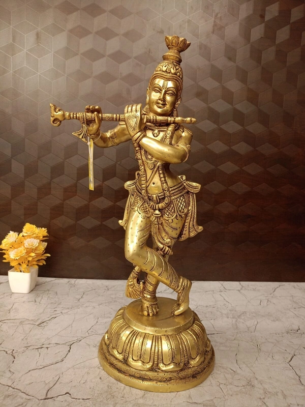 DecorsOne Divine Brass Krishna Idol Bring Joy, Love & Prosperity Home / Antique And Handicraft Statue