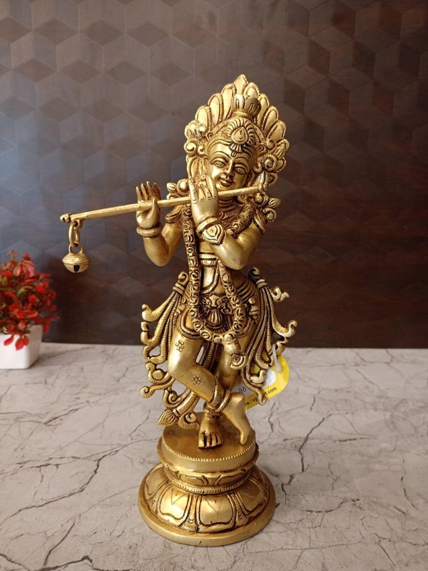 Brass Lord Krishna Idol God of Compassion, Protection, and Love / Buy Premium Brass Krishna Idol For Pooja,Home decor at Best Price