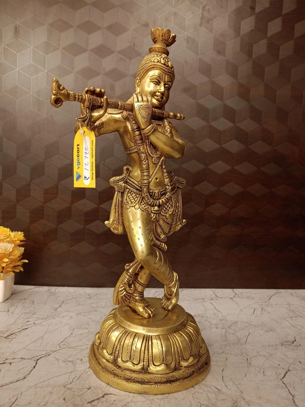 DecorsOne Divine Brass Krishna Idol Bring Joy, Love & Prosperity Home / Antique And Handicraft Statue