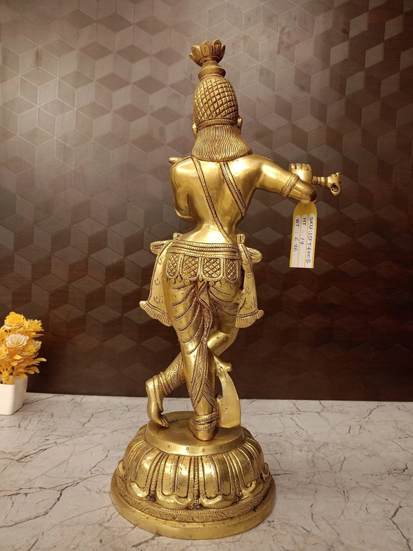 DecorsOne Divine Brass Krishna Idol Bring Joy, Love & Prosperity Home / Antique And Handicraft Statue