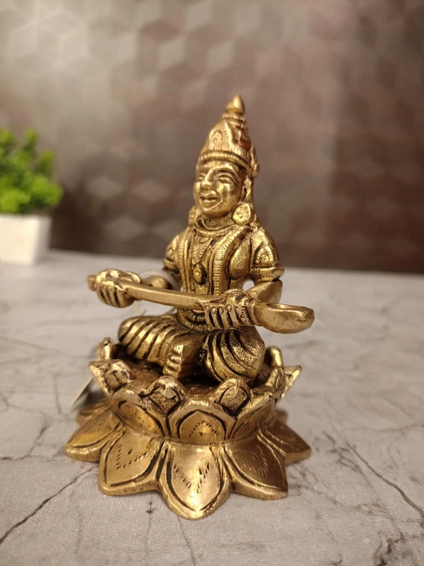 Brass AnnaPoorani Sitting On Lotus Idol 