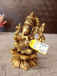 Buy Brass Ganesha Sitting On Lotus Base / Pure Antique And Handicraft Idol , Bringer of Good Luck and Prosperity