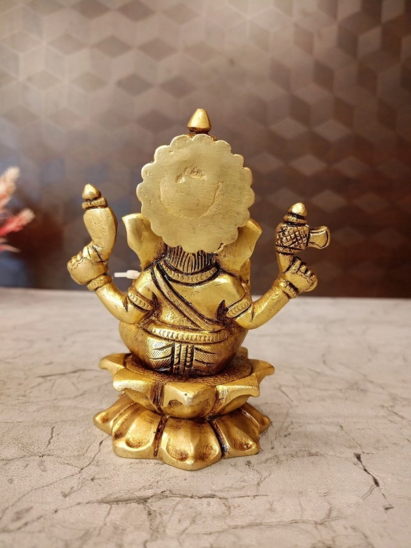 Buy Brass Ganesha Sitting On Lotus Base / Pure Antique And Handicraft Idol , Bringer of Good Luck and Prosperity
