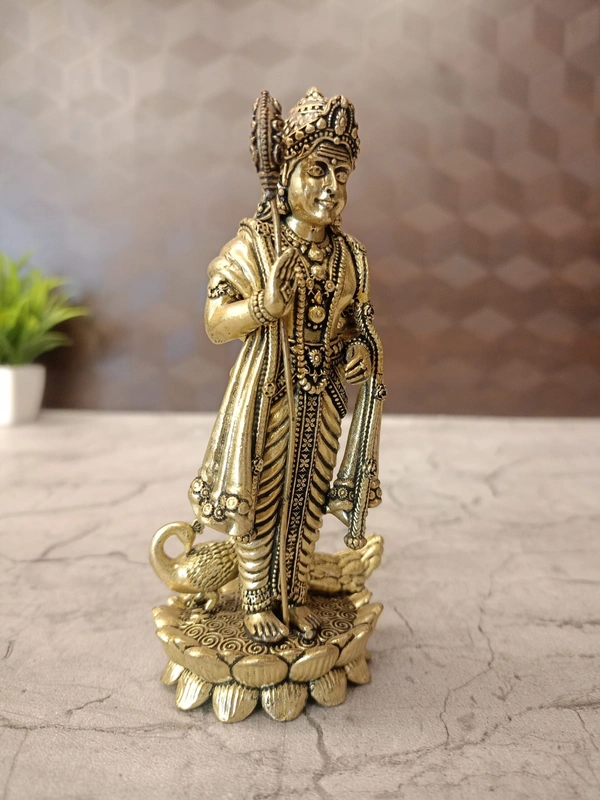 Brass Fine Art Murugan Idol Standing On Lotus