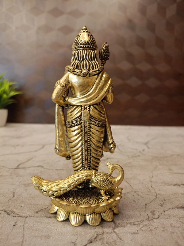 Brass Fine Art Murugan Idol Standing On Lotus