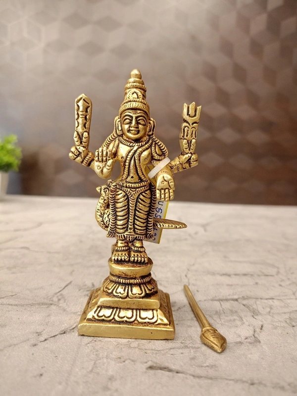 Brass Murugan Idol For Pooja And Gift , Pure Antique And Handicraft Statue 