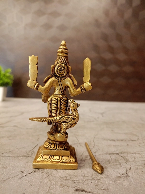 Brass Murugan Idol For Pooja And Gift , Pure Antique And Handicraft Statue 