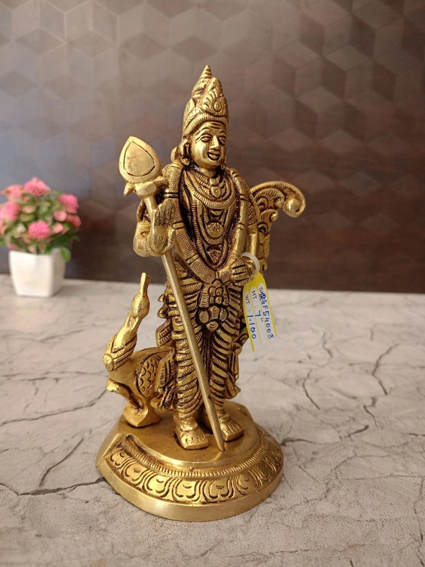 Brass Murugan Idol Embrace Divine Wisdom and Courage 