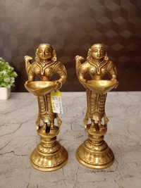 DecorsOne Brass Paavai Diya Idol Pair 7.5"