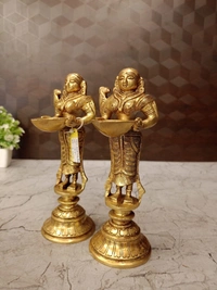 DecorsOne Brass Paavai Diya Idol Pair 7.5"
