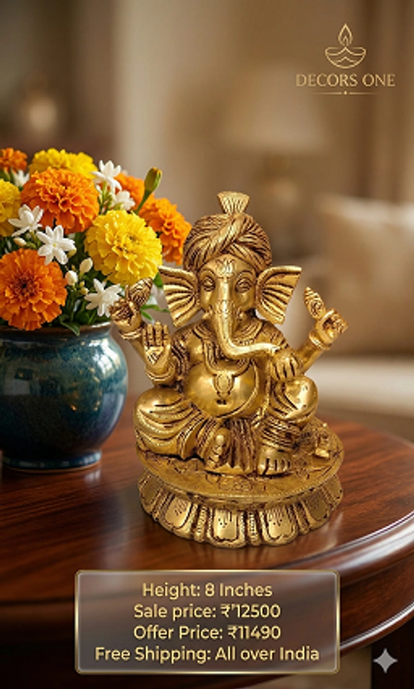 DecorsOne Brass Pagadi Gnaesha Idol 8"