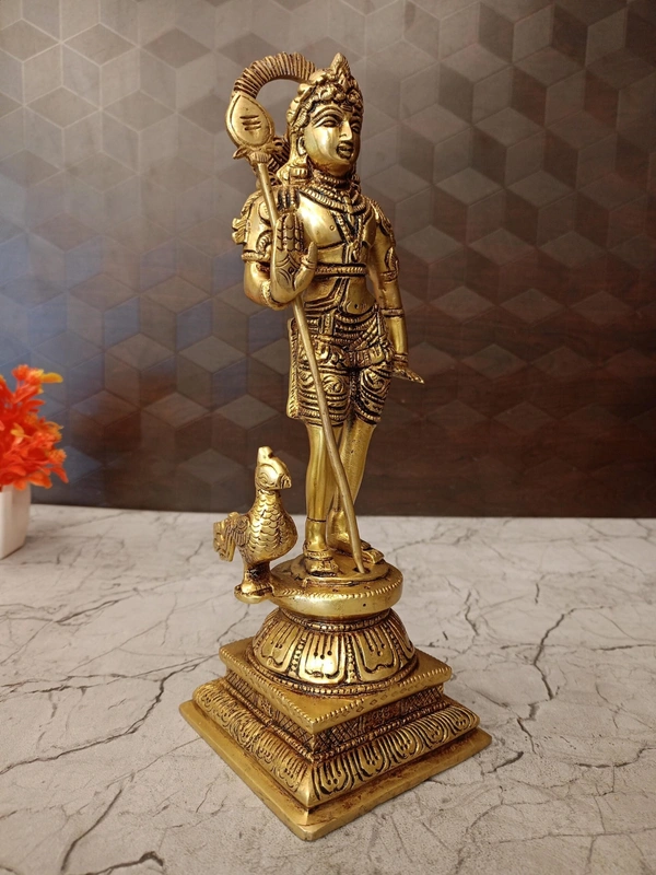 Brass Palani Murugan Statue , Pure And Antique Finish / Bring Home Divine Grace and Victorious Energy with Our Handcrafted Brass Murugan Idol