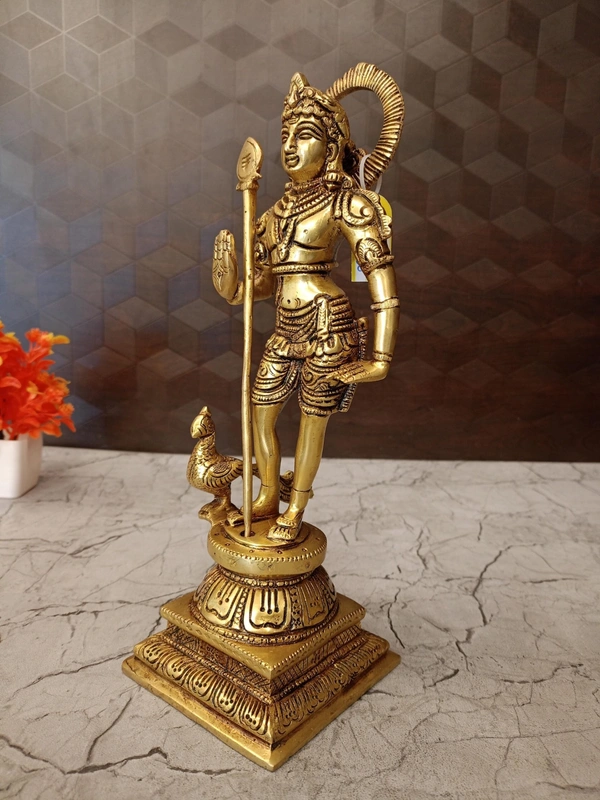 Brass Palani Murugan Statue , Pure And Antique Finish / Bring Home Divine Grace and Victorious Energy with Our Handcrafted Brass Murugan Idol