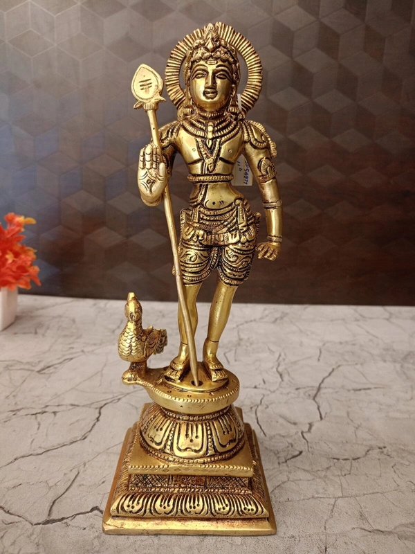 Brass Palani Murugan Statue , Pure And Antique Finish / Bring Home Divine Grace and Victorious Energy with Our Handcrafted Brass Murugan Idol