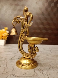 DecorsOne Brass Single face Diya Parrot With Bell 7″