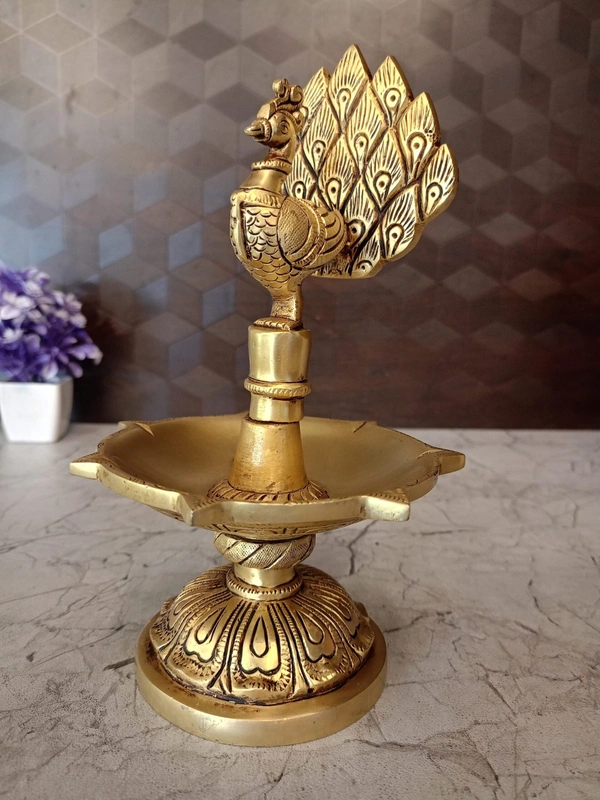 DecorsOne Buy Brass Peacock With 7 face Diya