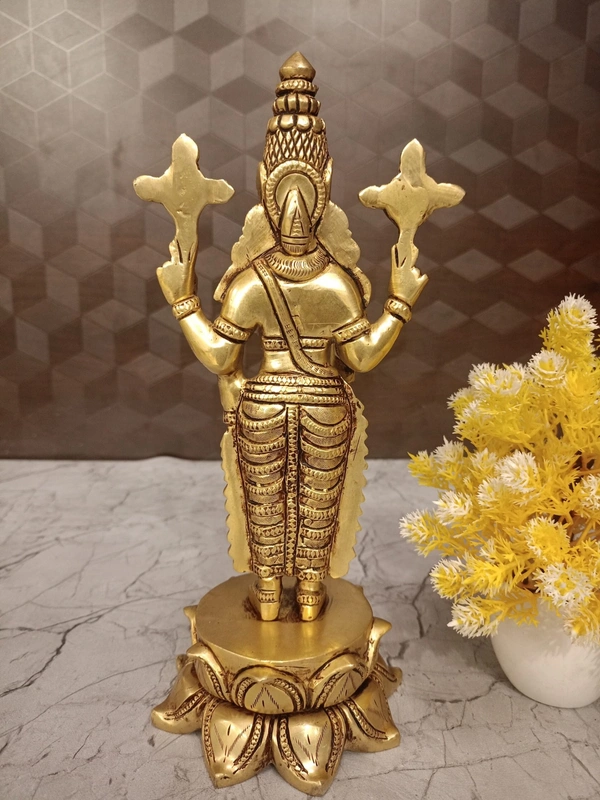 Buy Brass Perumal Standing On Lotus Base Statue