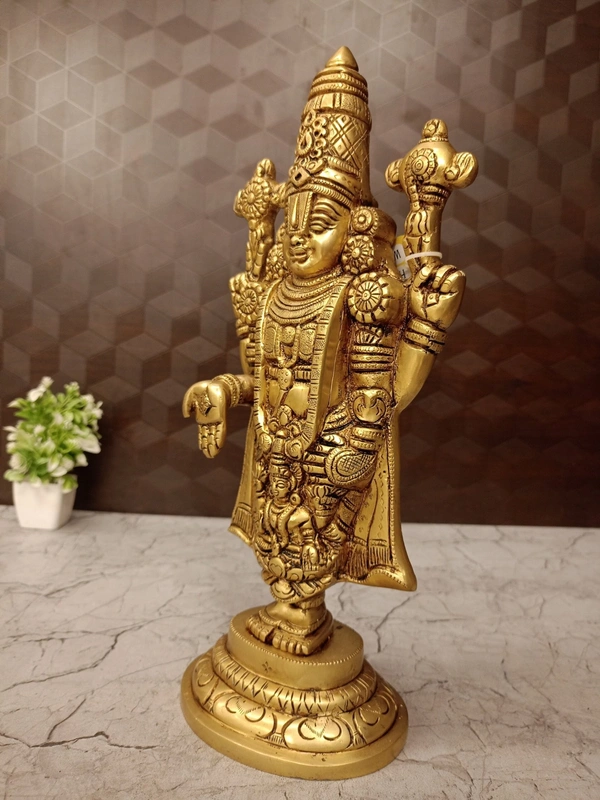 Handcrafted Brass Balaji Idol - Perfect for Pooja & Gifting / Venkateshwara  Idol for Home & Office