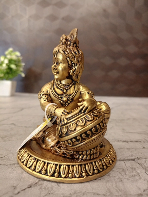 Brass Fine Art Butter Pot Krishna Idol 