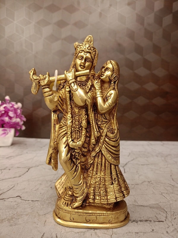 Brass Designer Antique Finish Radha Krishna Pair Idol