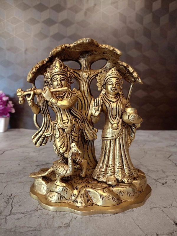 Buy Brass Radha Krishna With Tree Idol 
