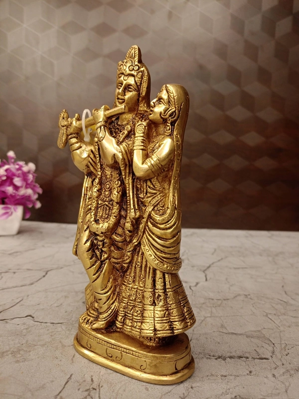 Brass Designer Antique Finish Radha Krishna Pair Idol