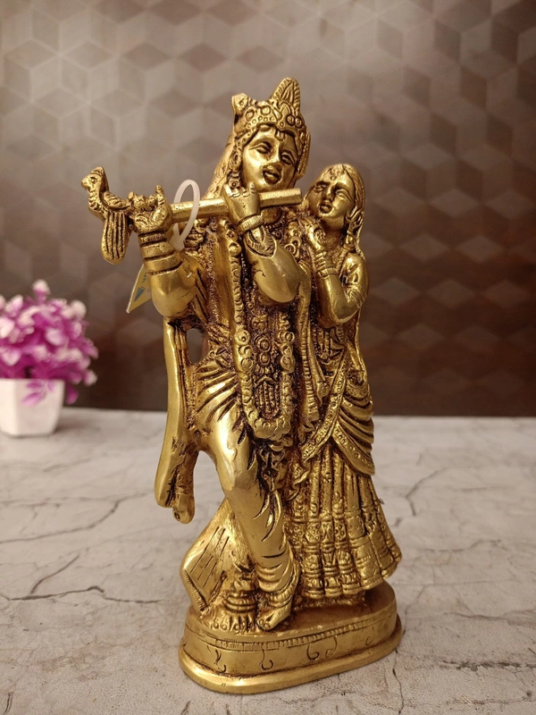 Brass Designer Antique Finish Radha Krishna Pair Idol