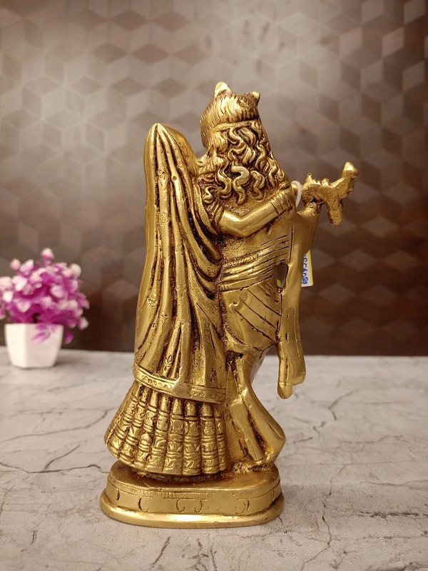 Brass Designer Antique Finish Radha Krishna Pair Idol