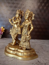 Brass Radha Krishna With Peacock Idol 